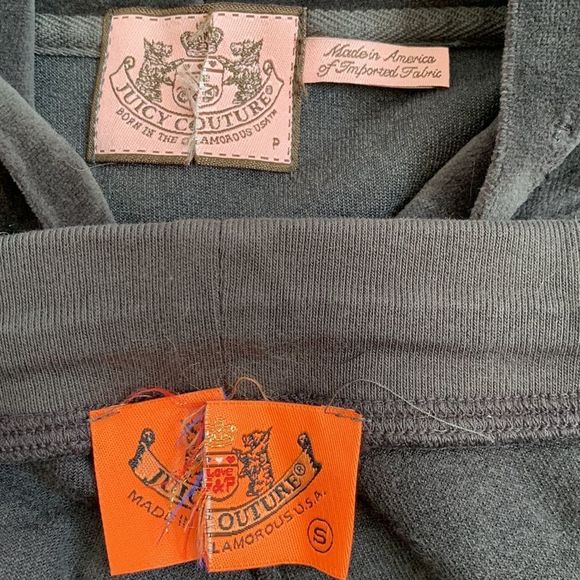 Juicy Couture Track Suit Set Jacket & Pants Velour S/P Dark Gray - Picture 13 of 16